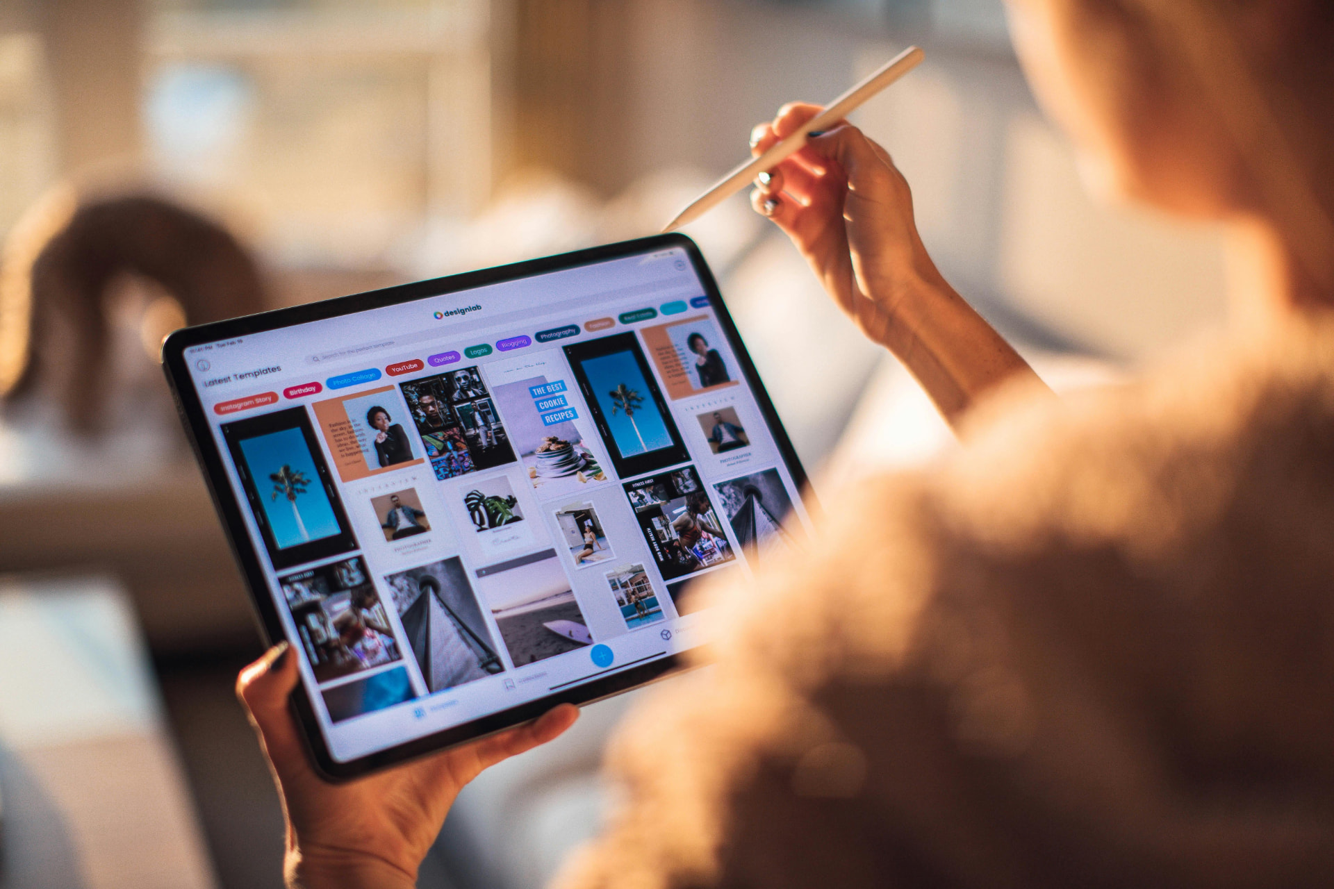 Contenu visuel sur une tablette